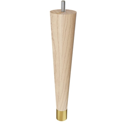 9 Round Tapered Leg With Bolt And 1 Satin Brass Ferrule - Ash